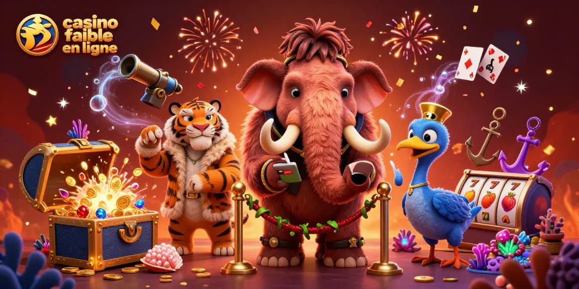 Illustration animée d'un mammouth bouncer vérifiant les identités à l'entrée d'un casino fiable en ligne.