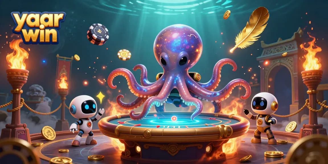 Experience yaar win with an alien octopus dealer at a holographic poker table.