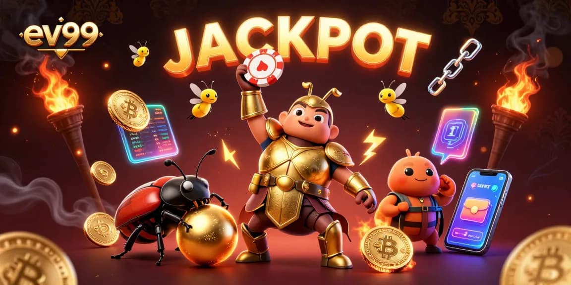 Engage with ev99 and win big in a vibrant casino illustration featuring exciting gaming elements.