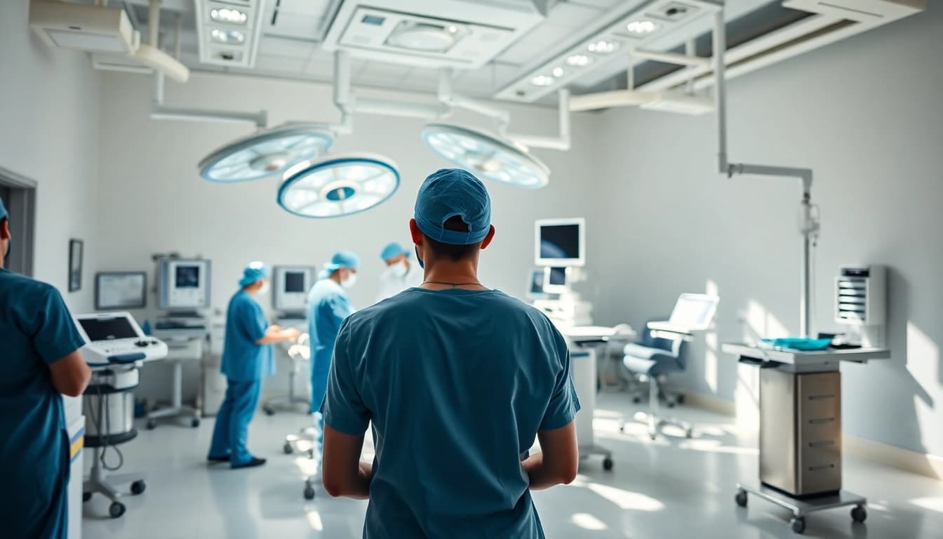 Surgical Treatment Cente showcasing a professional surgical team in a modern operating room environment.