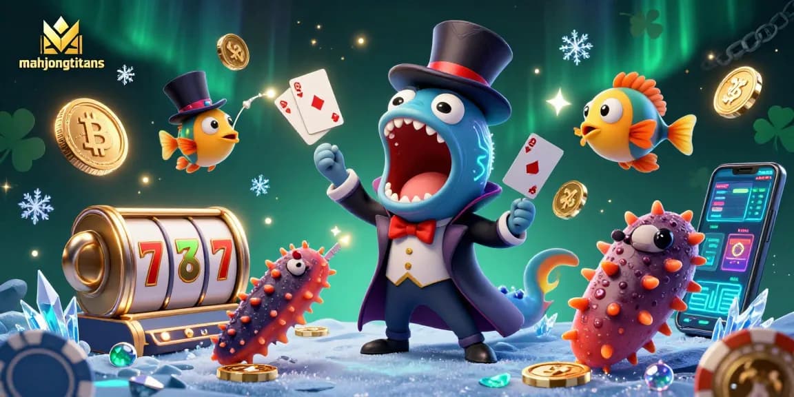 Enhance mahjongtitans gameplay with a bioluminescent eel and casino elements in action.