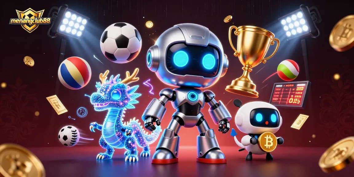 Experience winning excitement at menangclub88 with a dynamic cartoon casino scene featuring vibrant gaming elements.