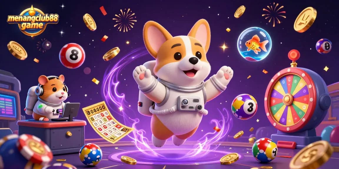 Experience the excitement of the menangclub88 game with thrilling space casino elements in a dynamic 3D scene.