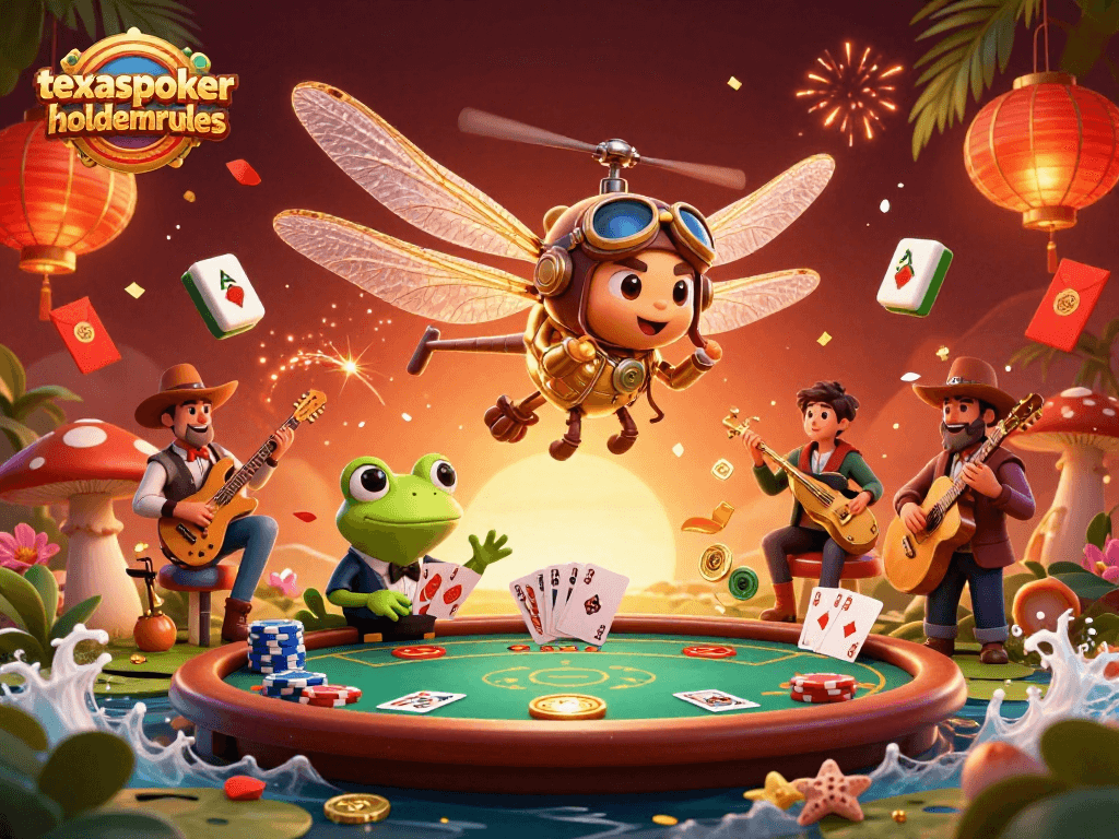 Experience strategic gameplay with texaspokerholdemrules in an animated poker scene, featuring characters and casino elements.
