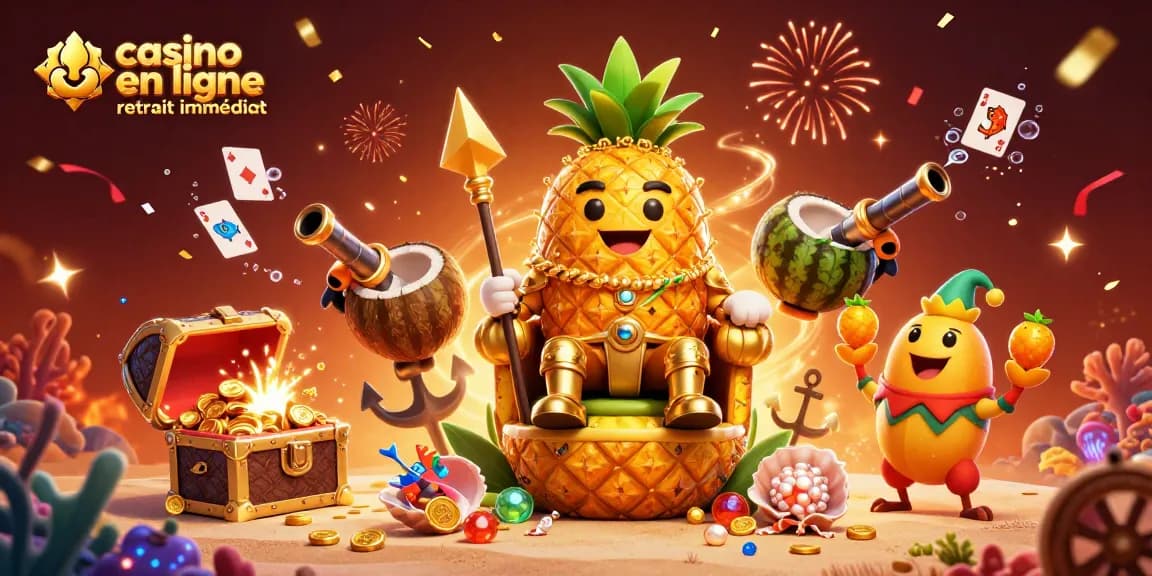 Jouer sur un casino en ligne retrait immédiat avec une ambiance festive et des personnages dynamiques.