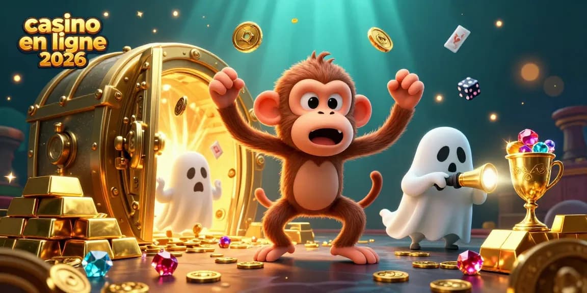 Vivez l'expérience du casino en ligne 2026 avec ce singe poltergeist et son chiot chasseur de fantômes.
