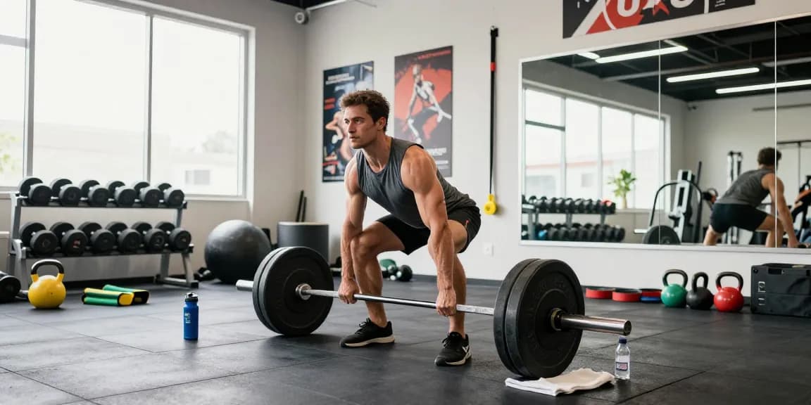 Dynamic fitness scene showcasing a dedicated athlete in a gym, highlighting the pharmaqo shop products for muscle gain.