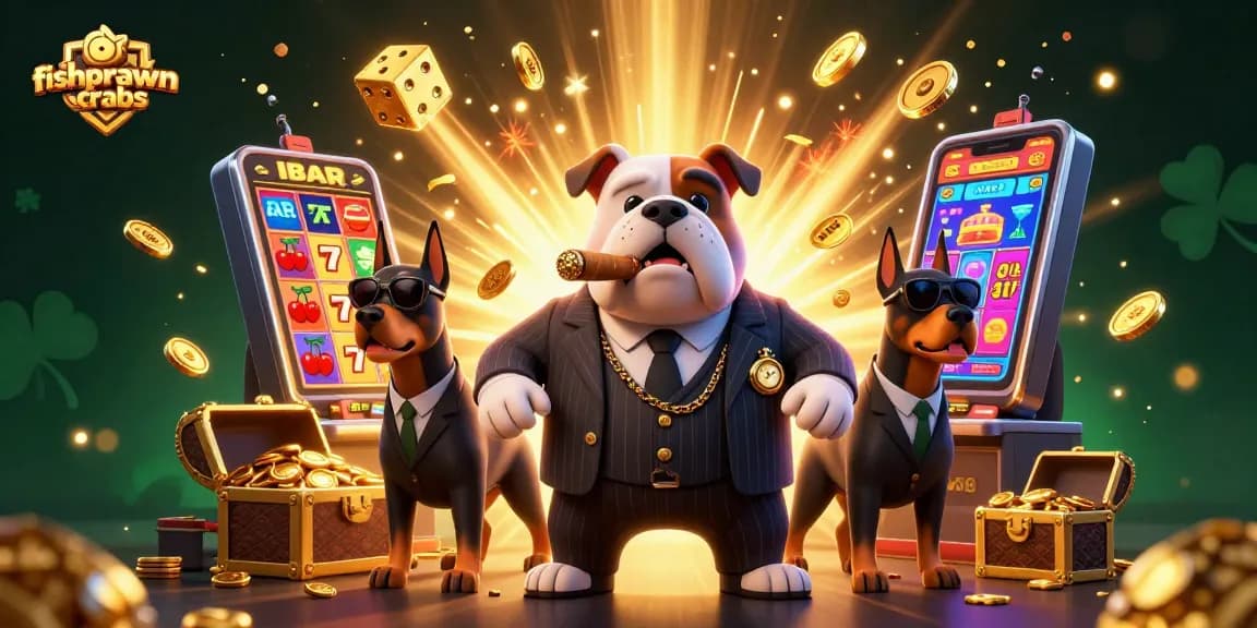 Win jackpots with fishprawncrabs in this lively 3D cartoon casino scene filled with excitement!