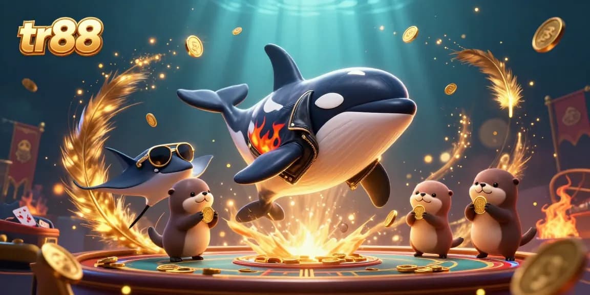 Experience exciting gameplay at tr88 as playful sea creatures celebrate wins with golden coins.