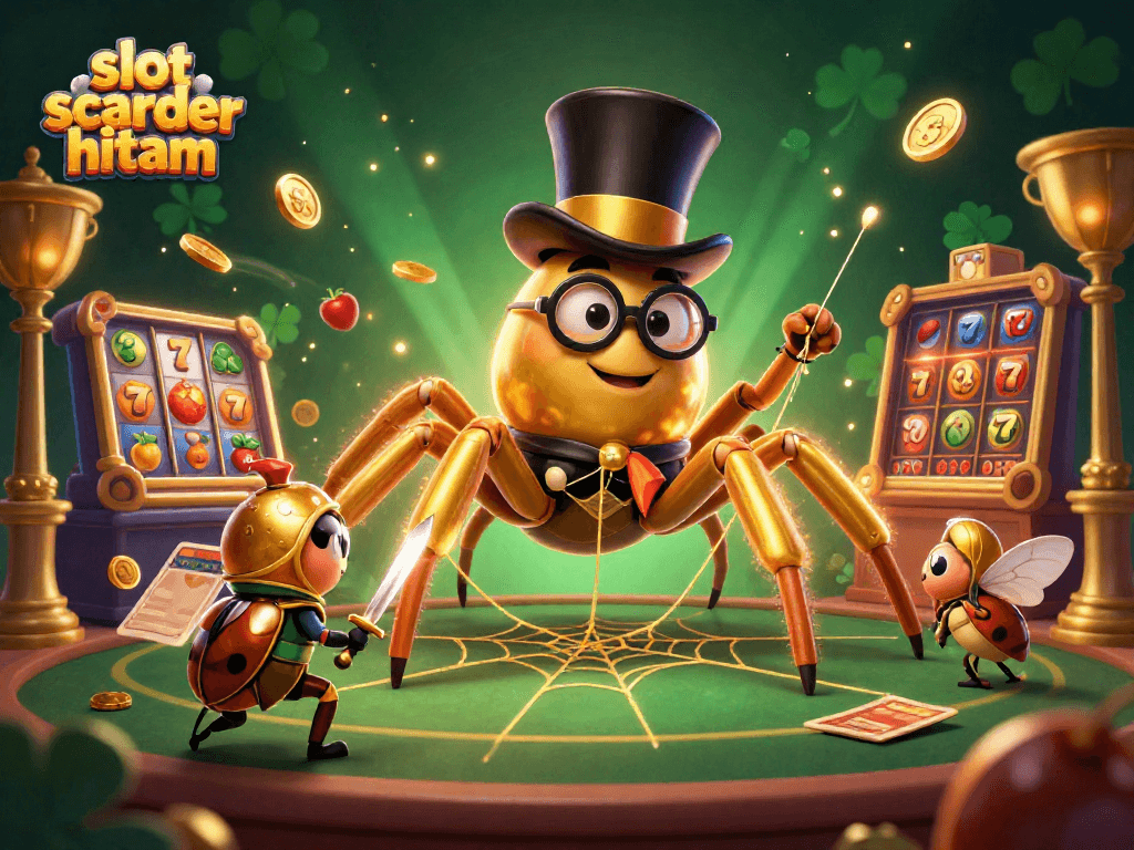 Engage in thrilling action with slot scatter hitam as a golden tarantula weaves a web of luck amidst dynamic slot elements.