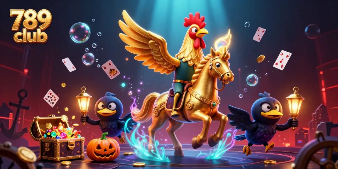 Engage in thrilling games at 789 club, illuminated with vibrant casino action and dynamic characters.