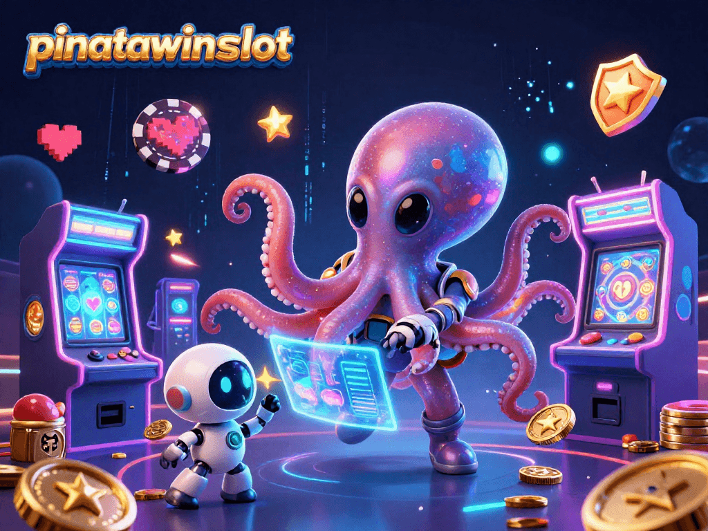 Join the fun at pinatawinsslot with an alien octopus gaming at a vibrant, cosmic casino!