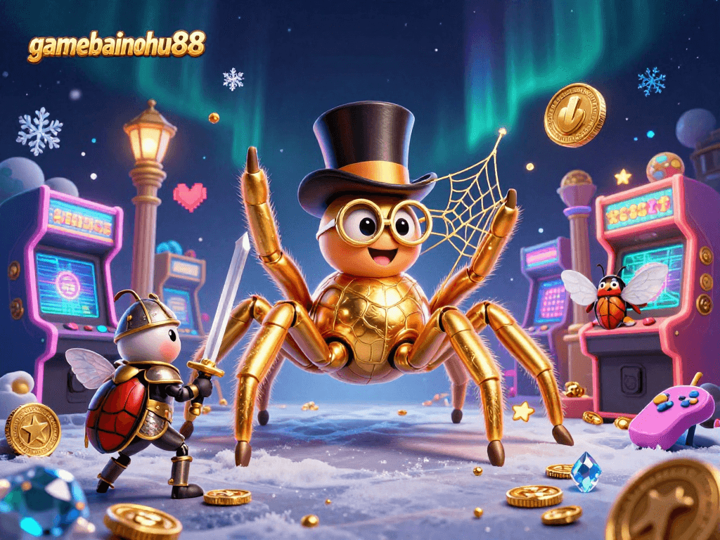 Gamebainohu88 showcases a brave beetle knight engaging in a golden casino adventure.
