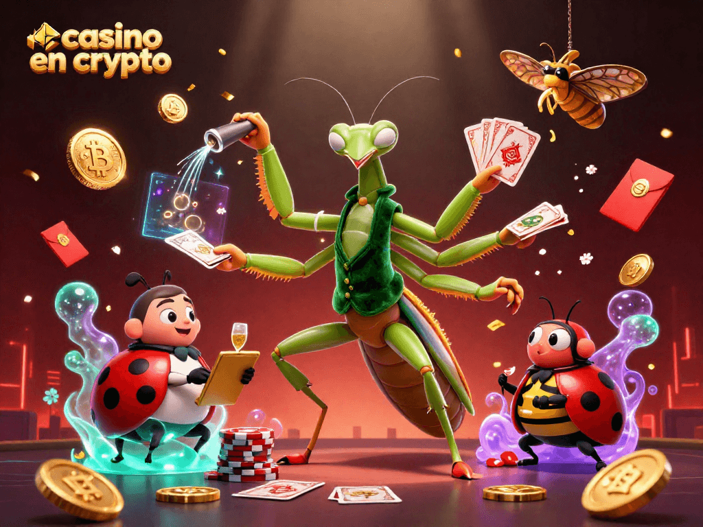 Jeux captivants au casino en crypto avec Mante religieuse, Coccinelle et Éléments lumineux