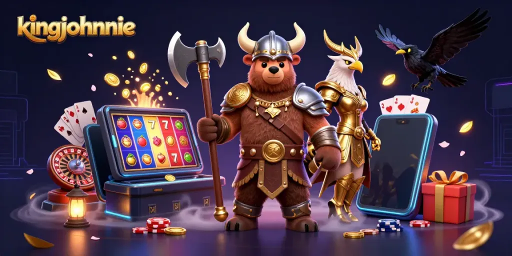 Spin with excitement at kingjohnnie online casino featuring bold Viking characters and thrilling game elements.