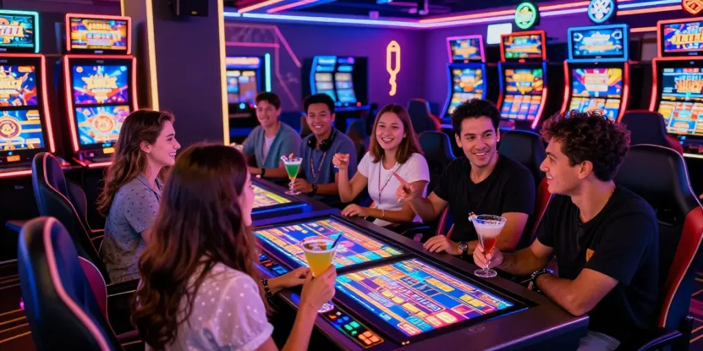 Exciting online gaming environment featuring players enjoying สล็อตเว็บตรง together in a colorful casino.