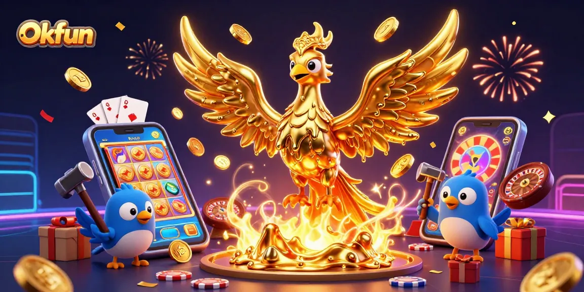 Engage with Okfun's exciting gaming experience featuring golden phoenix and vibrant slot rewards.