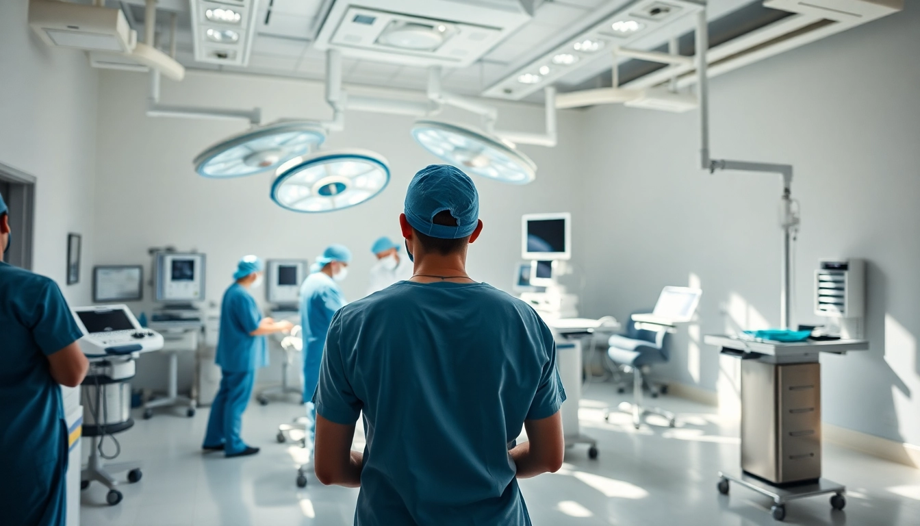 Surgical Treatment Cente showcasing a professional surgical team in a modern operating room environment.