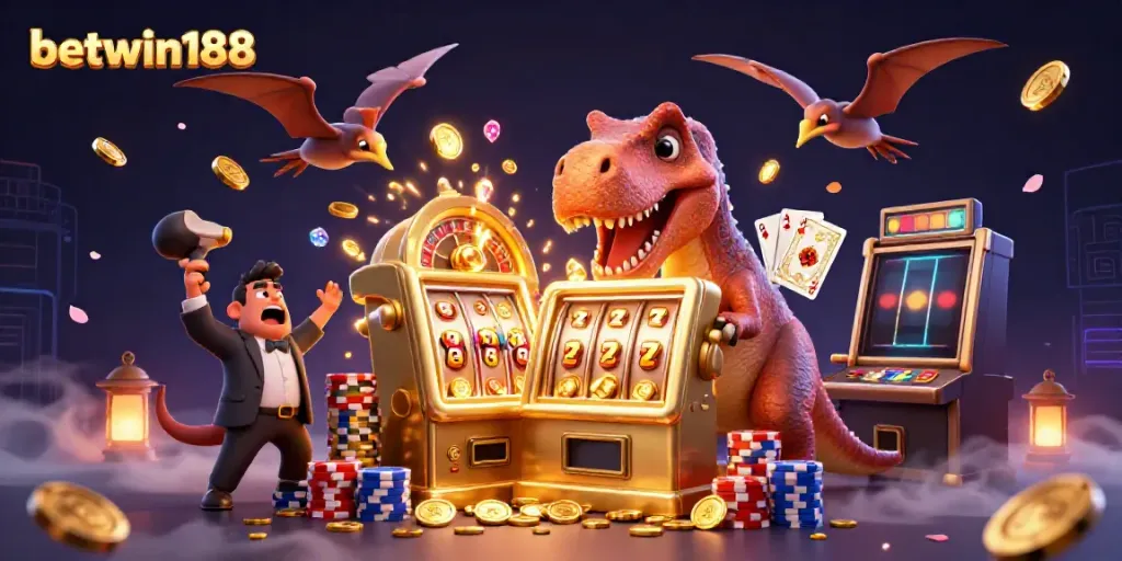 Menghadirkan pengalaman bermain betwin188 dengan dinosaurus yang menarik jackpot dan koin emas bertebangan