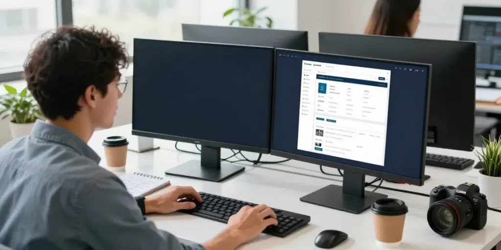 seo bureau gouda expert web developer analyzing designs and strategies in a bright office