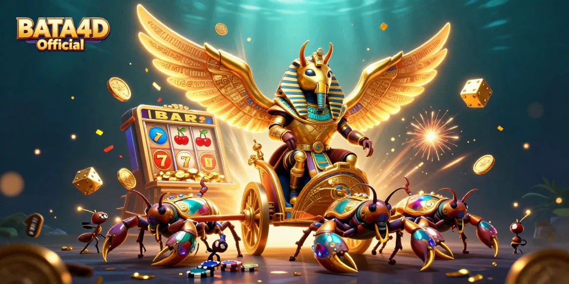 Experience gaming excitement with BATA4D Official as a golden beetle leads a jackpot rush.