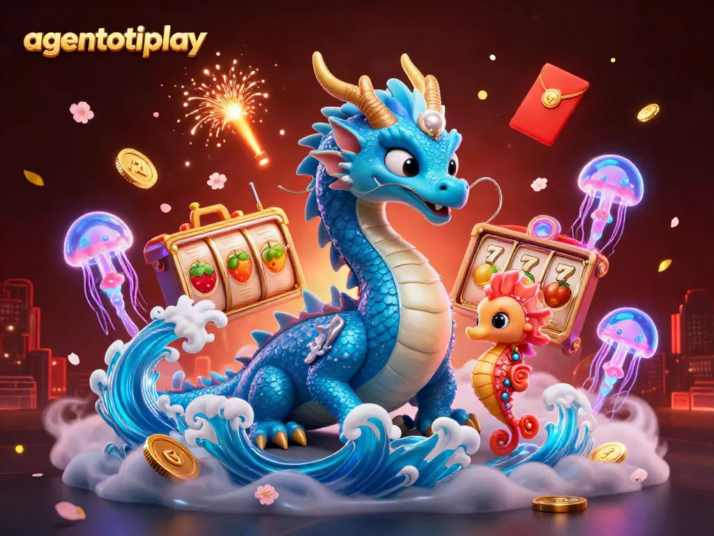 Experience agentotoplay's vibrant slots scene with a dragon and colorful gaming elements.
