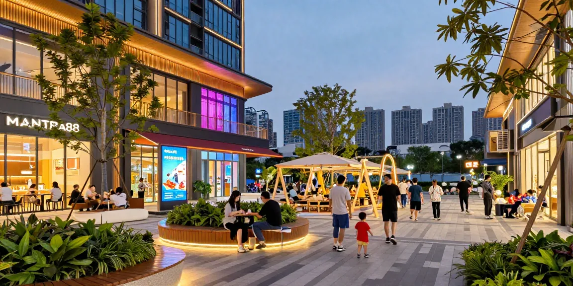 Experience vibrant commercial spaces at www.mgoldproperties.com featuring modern architecture and outdoor entertainment.
