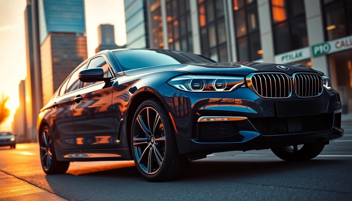 Showcase of a Luxury BMW car highlighting its sleek design and urban elegance.