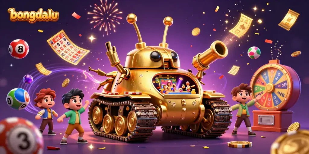 Bongdalu delivers a vibrant casino experience with a gold beetle tank revealing a miniature gambling world.