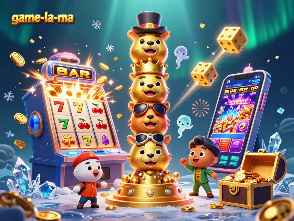 Spin winners with game-la-ma, featuring a captivating totem and exploding slots scene.