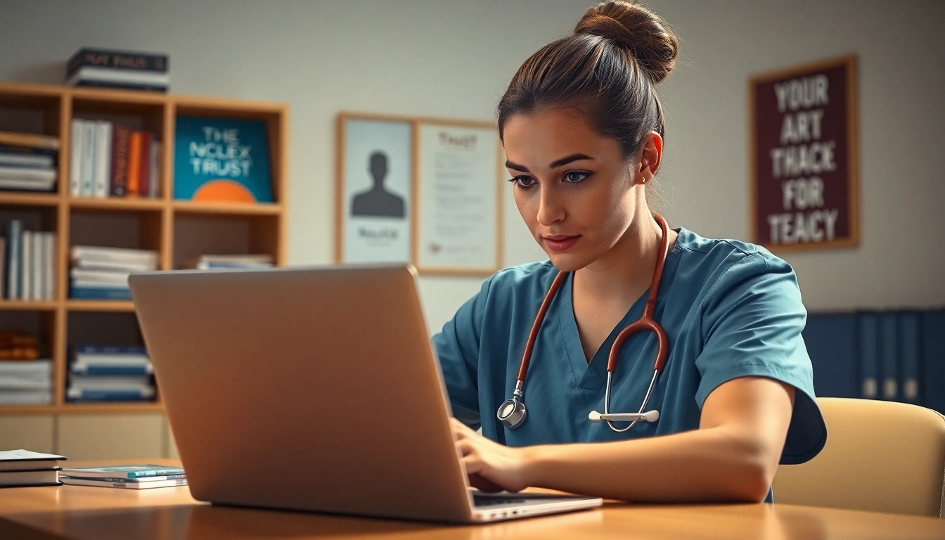 Check Past Nclex fast results with a determined nursing candidate at a desk.