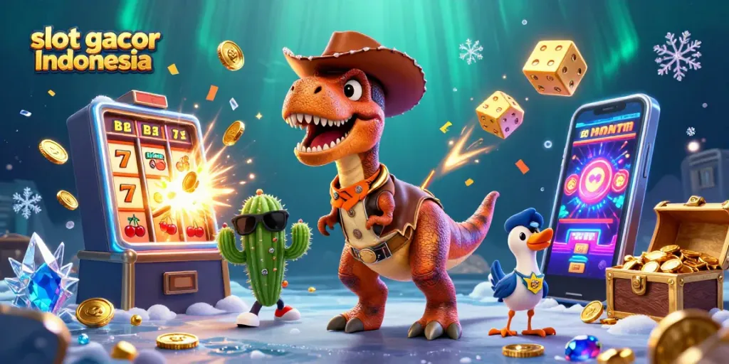 Experience the thrill of slot gacor Indonesia with a vibrant illustration featuring a dynamic jackpot explosion.