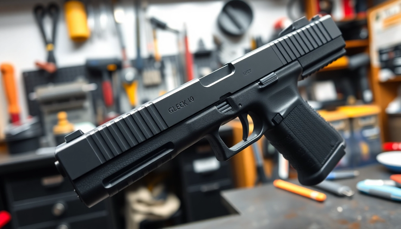 Showcasing the glock 19 gen 5 slide highlighting its design and features in an engaging setting.